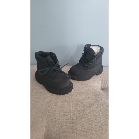 TIMBERLAND TODDLER PREM 6 INCH BOOT BLACK NUBUCK SIZE 4 NWOB - Picture 1 of 8